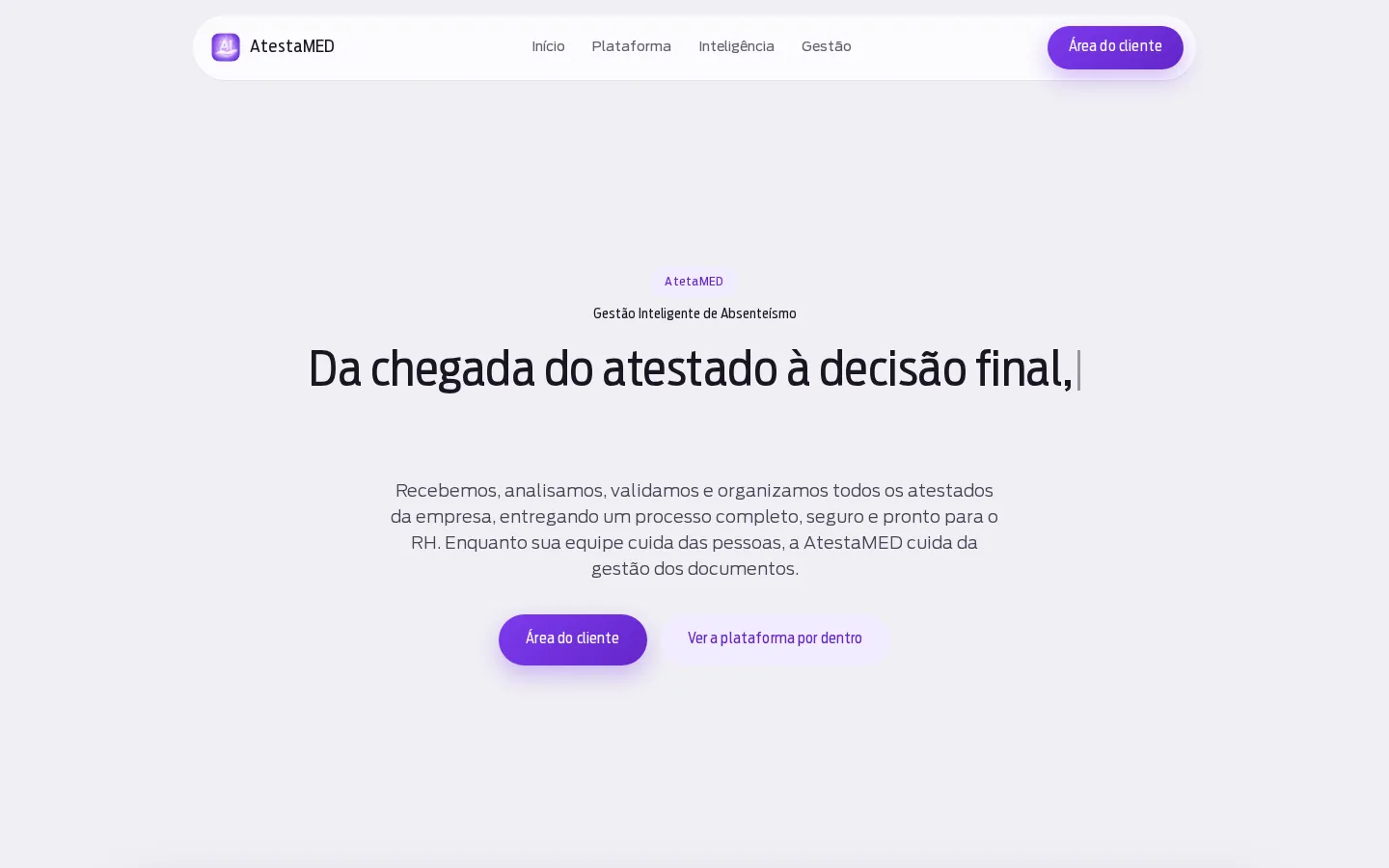 Home do site da AtestaMED