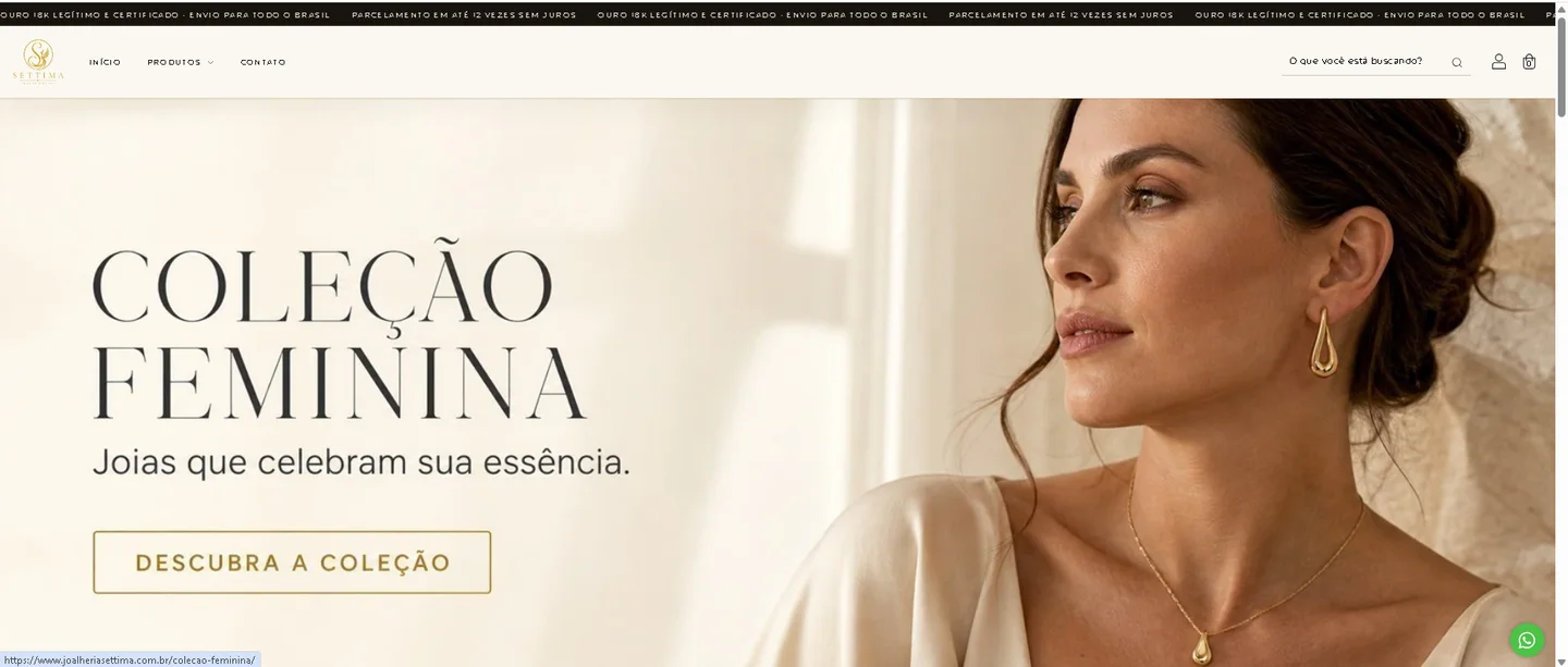 Home do site da SETTIMA Joalheria