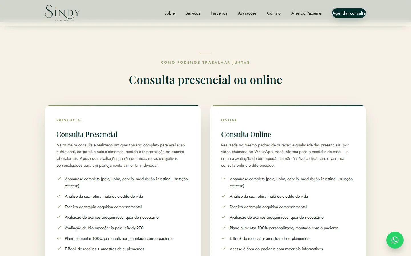 Dra. Sindy: a área do paciente