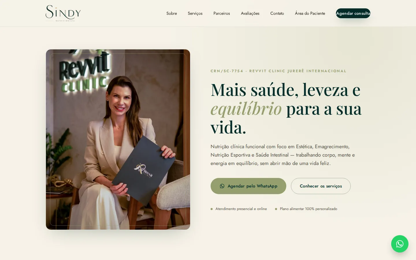 Home do site da Dra. Sindy