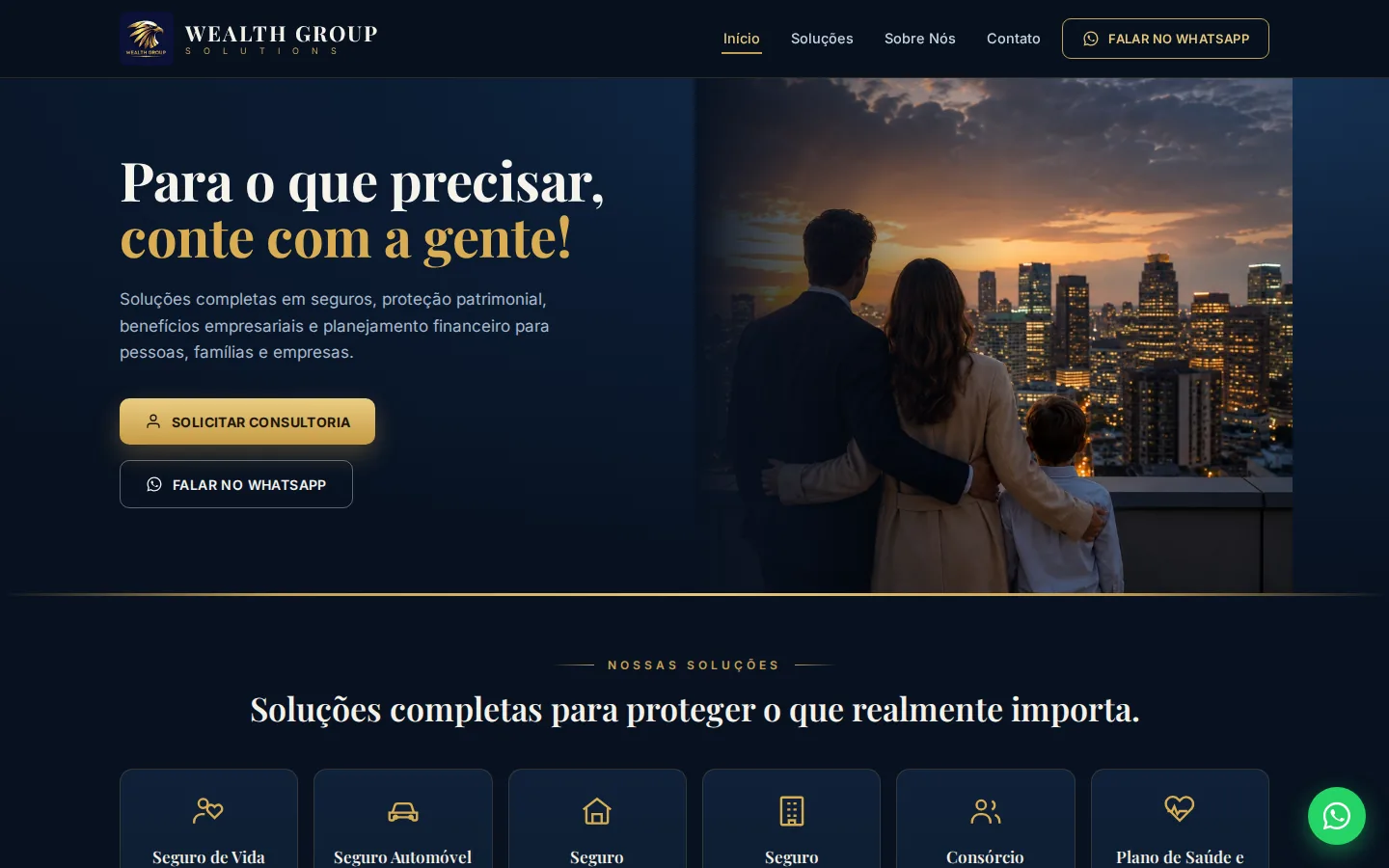 Home do site da Wealth Group